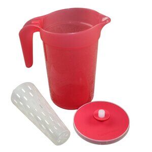 Tupperware Ilumina Pitcher 2 qt quart w Fruit Infuser Insert Pink Jarra Flaws